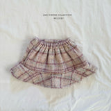[Melikey] Check ribbon frill skirt