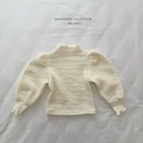 [Melikey] Knit rib puff tee