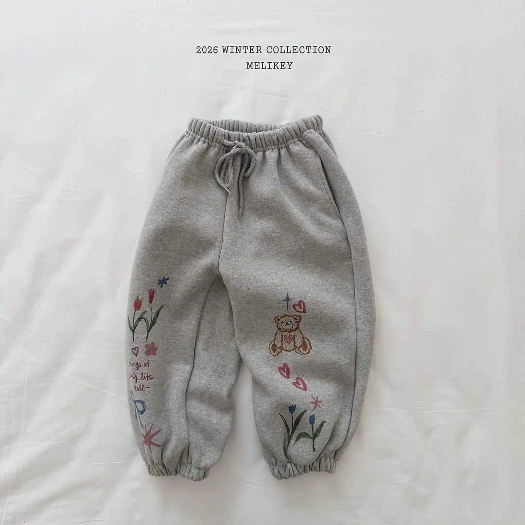 [Melikey] Bear illustration jogger pants