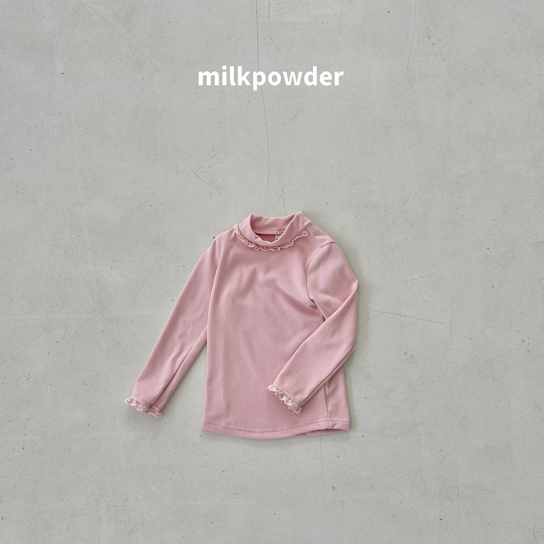 [milk powder] Marie lace halfneck tee
