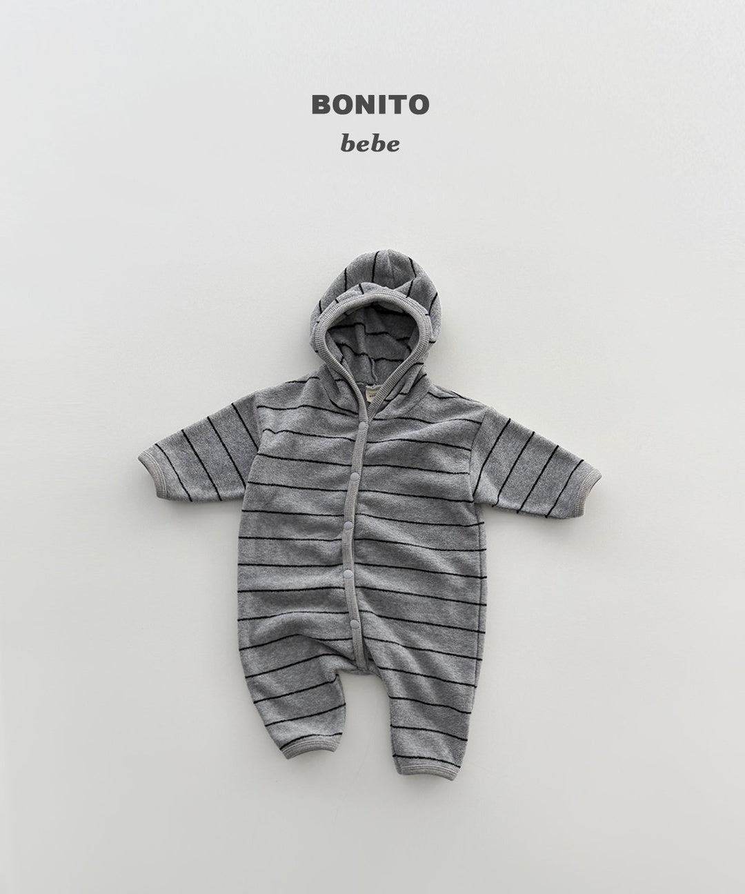 [BONITO] Stripe terry hood rompers