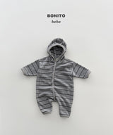 [BONITO] Stripe terry hood rompers