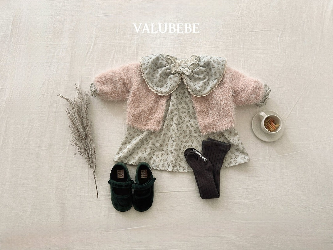 [valubebe] Flower collar corduroy one-piece