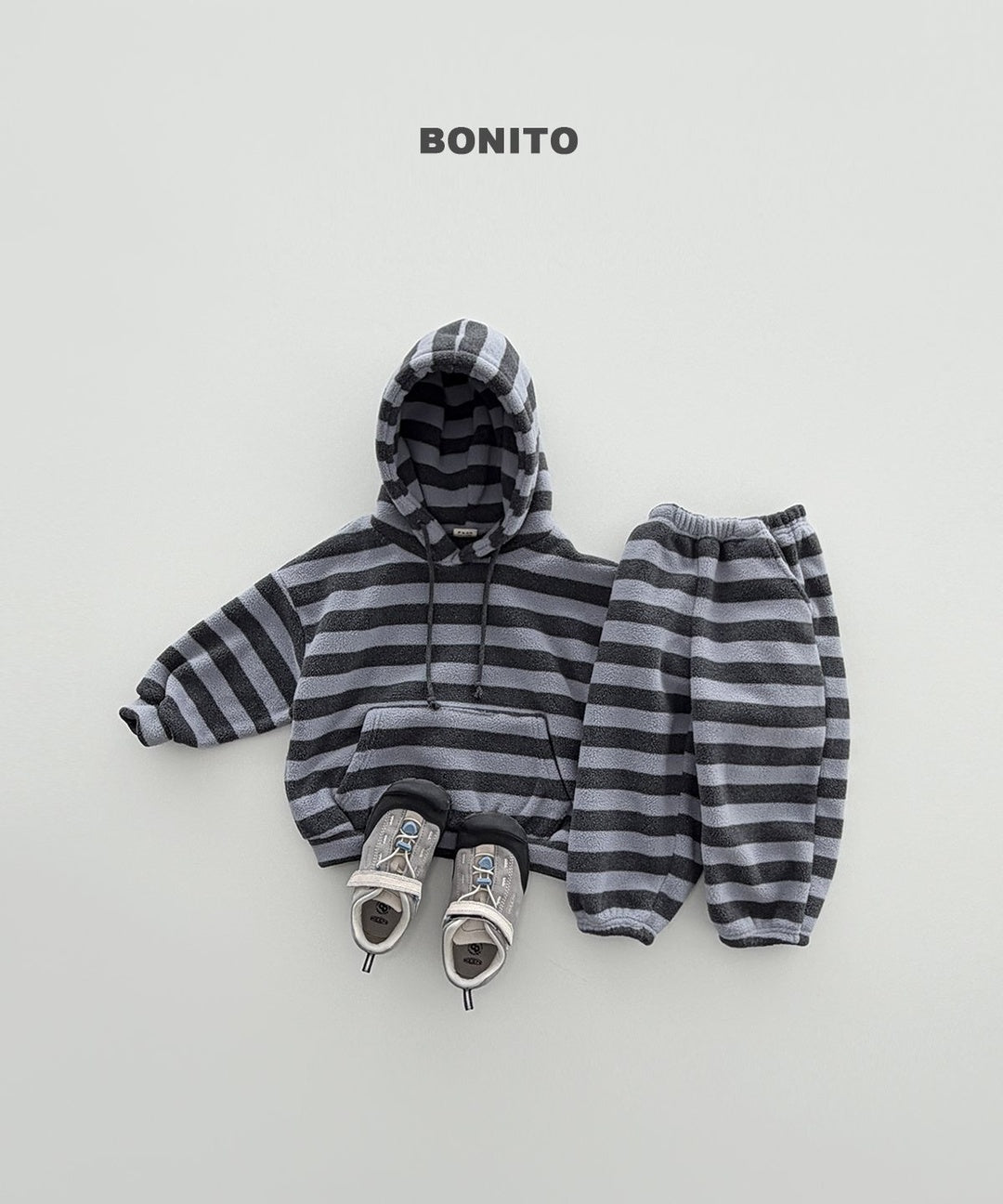 [BONITO] Stripe fleece hood