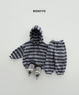 [BONITO] Stripe fleece hood