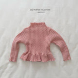 [Melikey] Cable knit frill tee