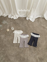 [bebeholic] Dot lace flare pants