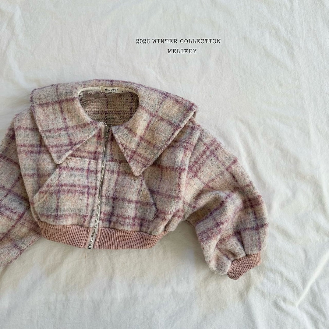 [Melikey] Wool check sailor jacket