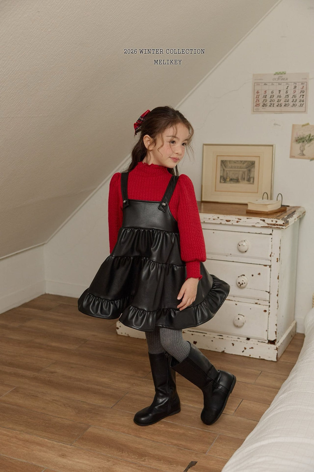 [Melikey] Chic leather cancan one-piece