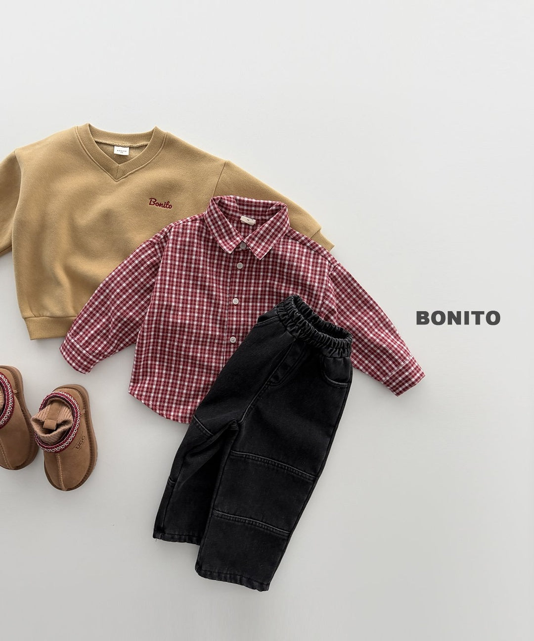 [BONITO] Warm check shirt