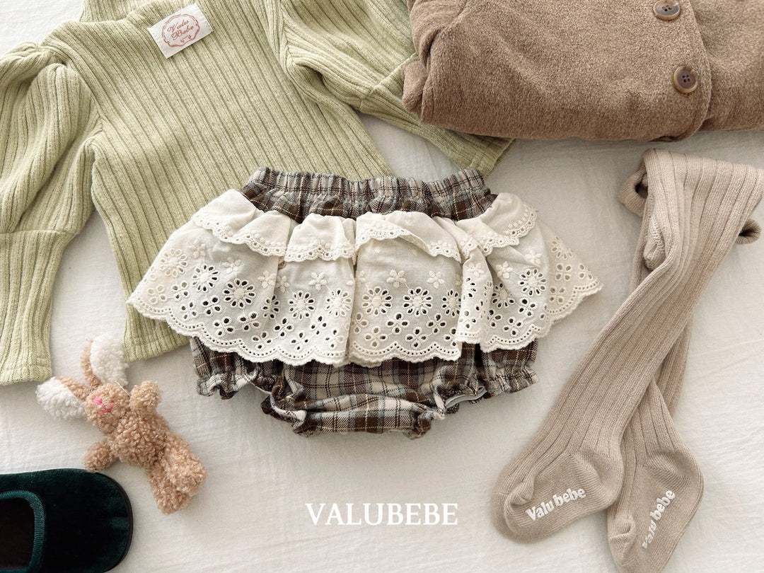 [valubebe] Checked lace bloomer