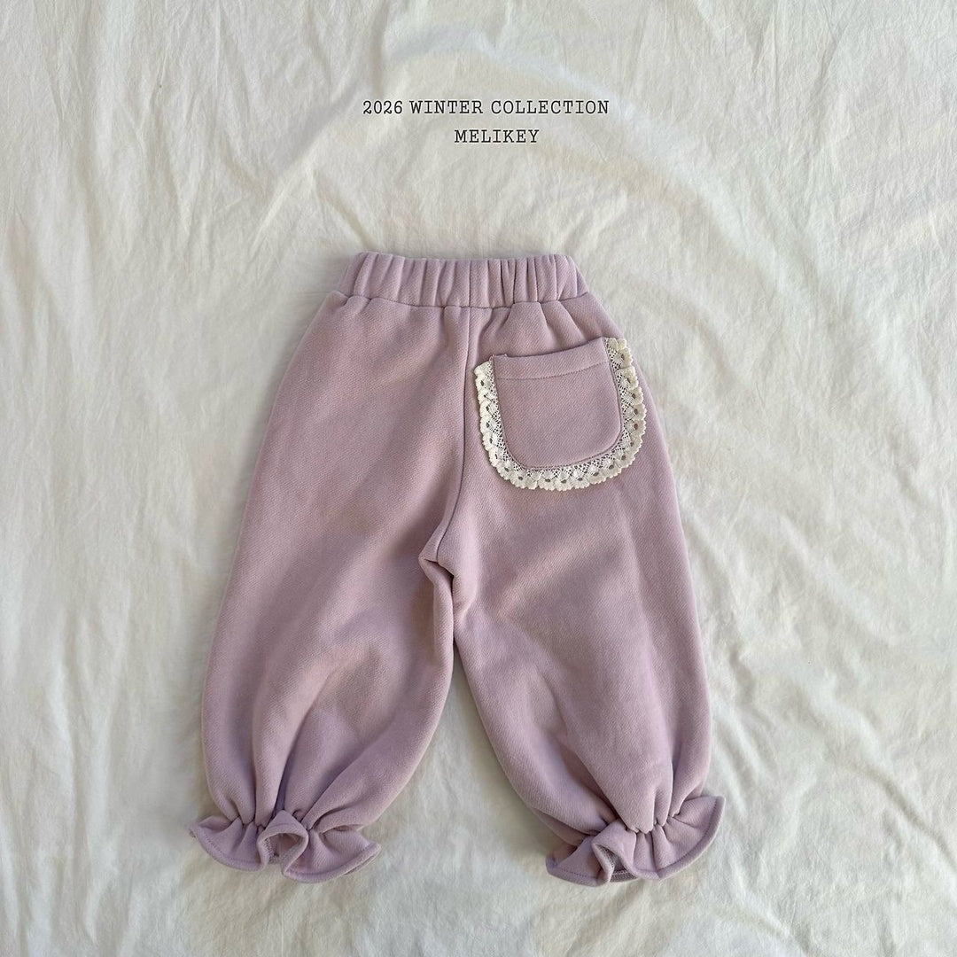[Melikey] Pocket lace jogger pants