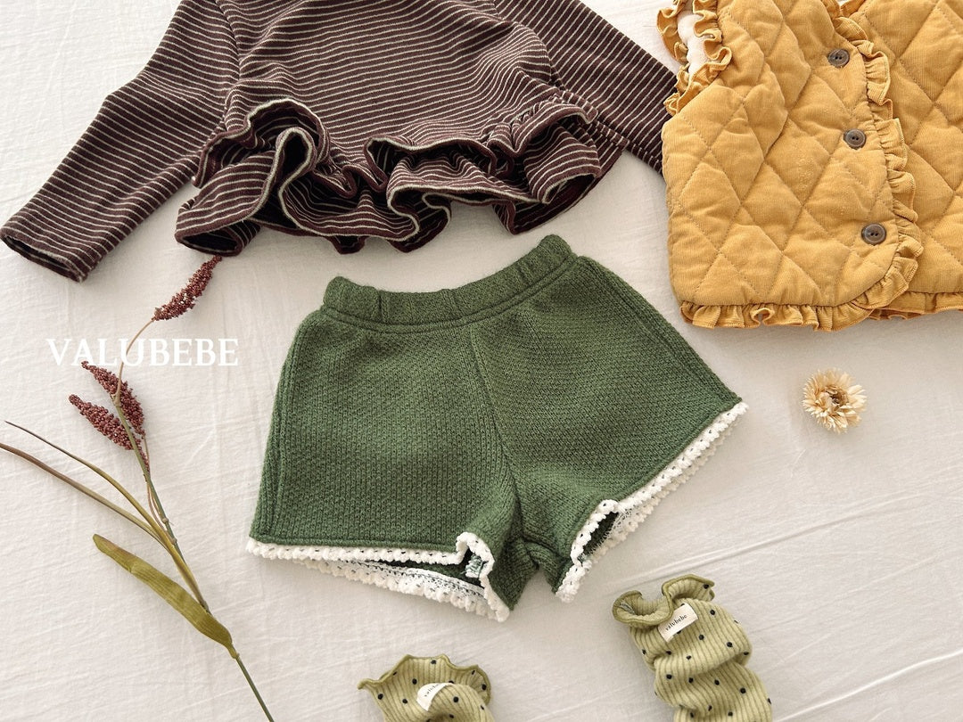 [valubebe] Knit lace short pants