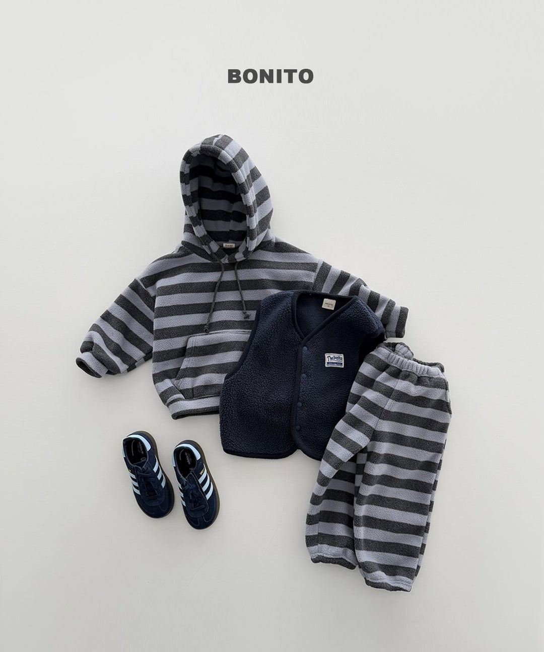 [BONITO] Stripe fleece jogger pants