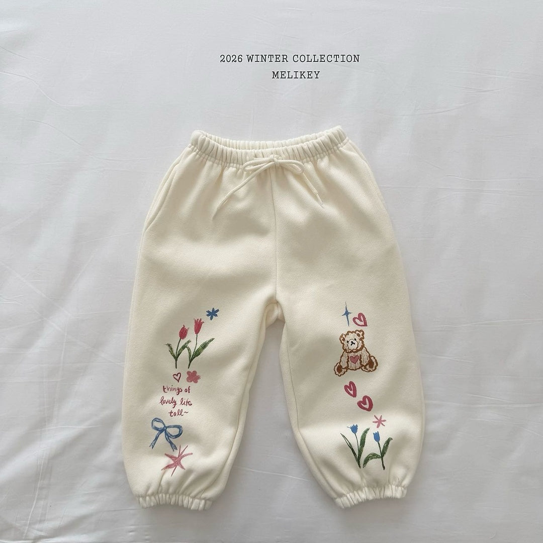 [Melikey] Bear illustration jogger pants