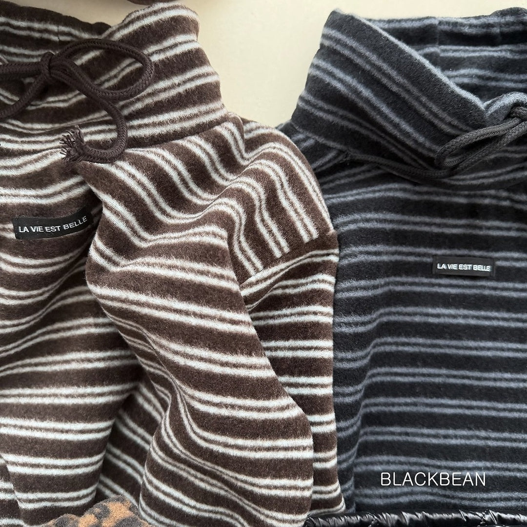 [BLACK BEAN] Crayon stripe bottleneck tops