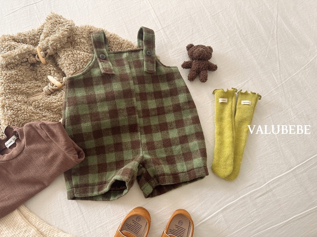 [valubebe] Almond check overalls