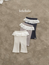 [bebeholic] Dot lace flare pants