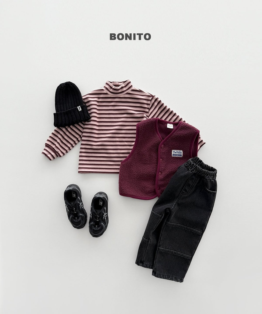 [BONITO] Retro loose halfneck tee