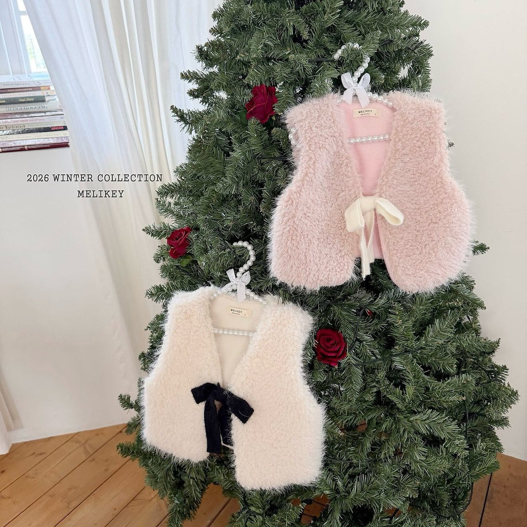 [Melikey] Cloud fur ribbon vest