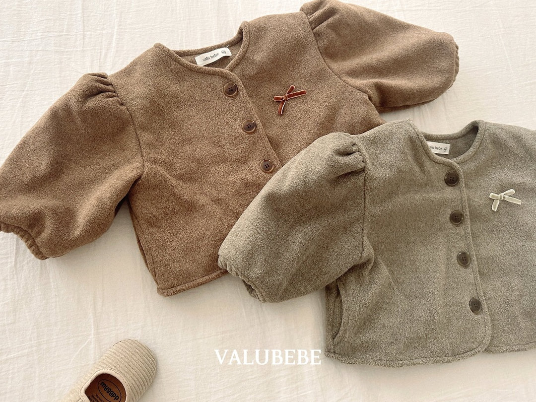 [valubebe] Ribbon puff wool jacket