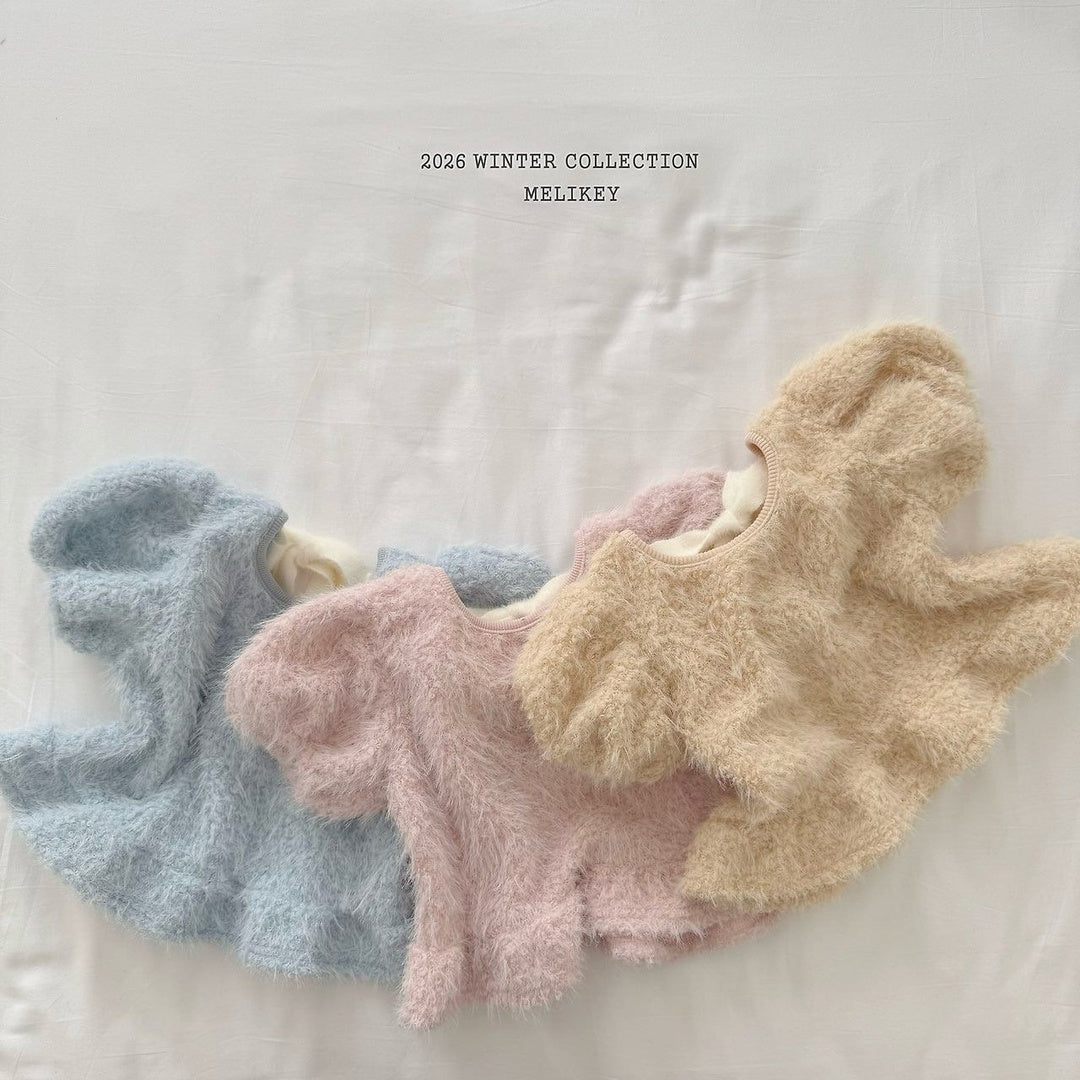 [Melikey] Fur frill puff tops