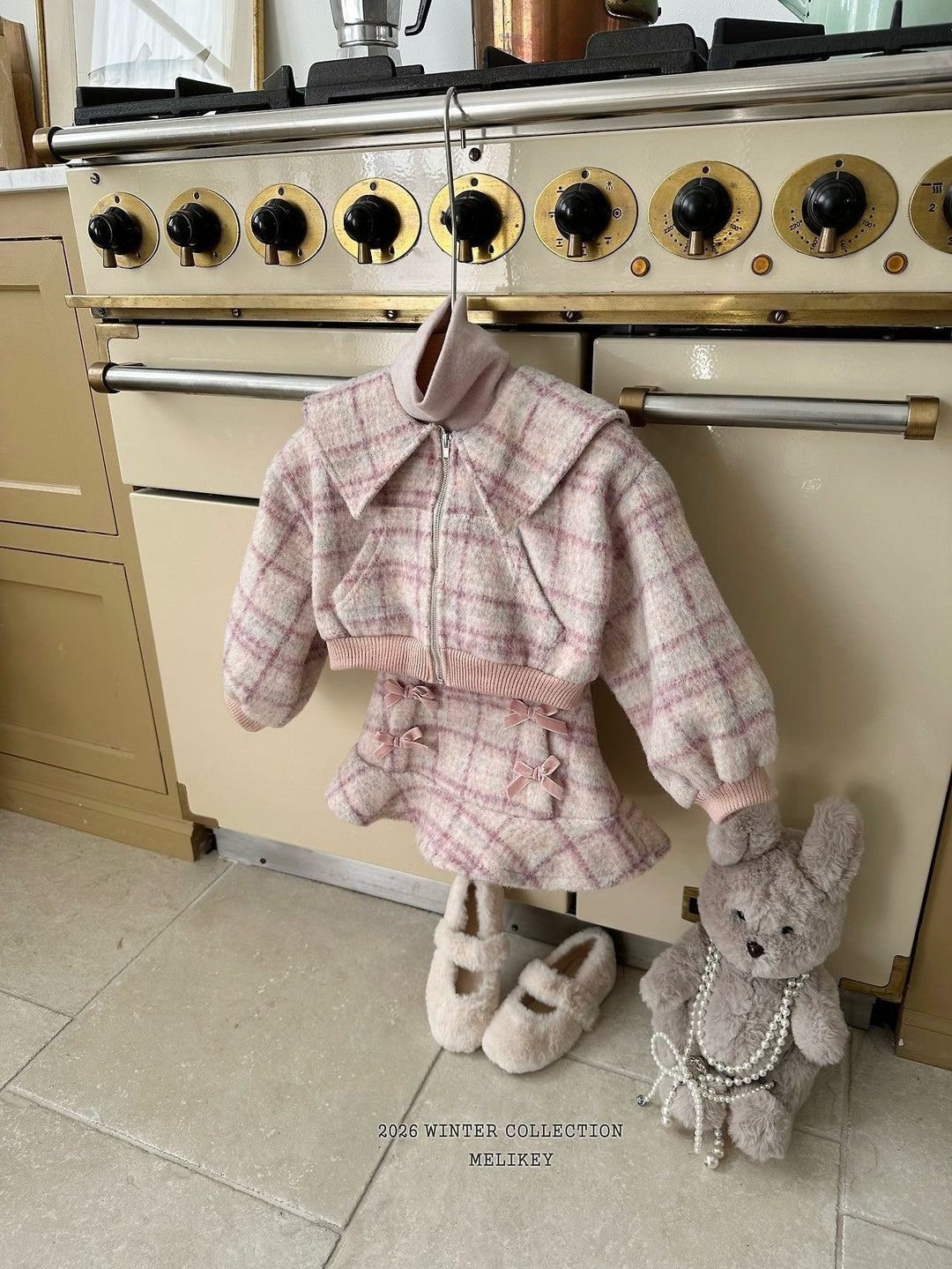 [Melikey] Wool check sailor jacket