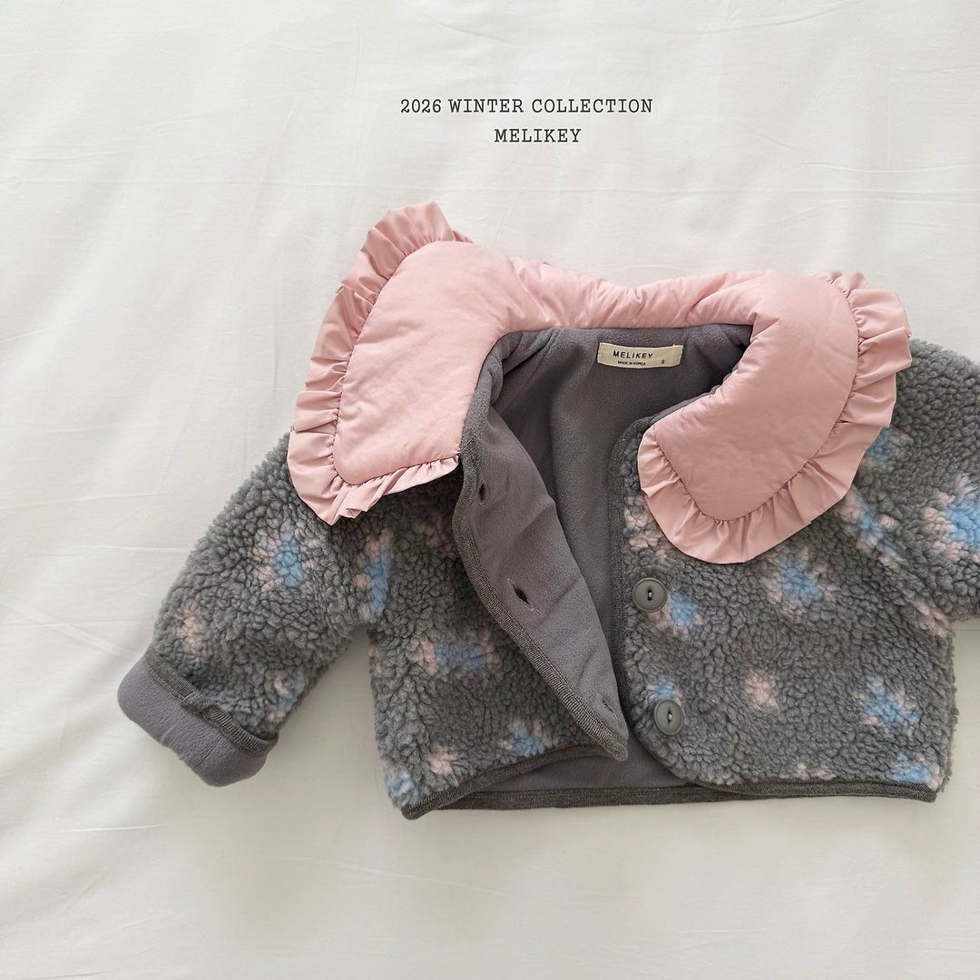 [Melikey] Flower boa jacket