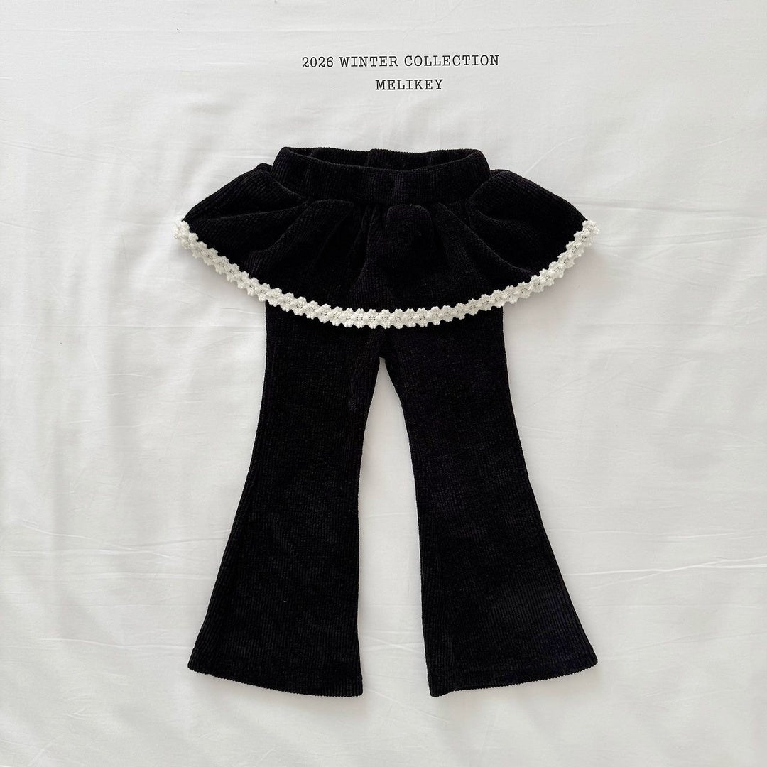 [Melikey] Frill velvet flare pants