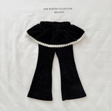 [Melikey] Frill velvet flare pants