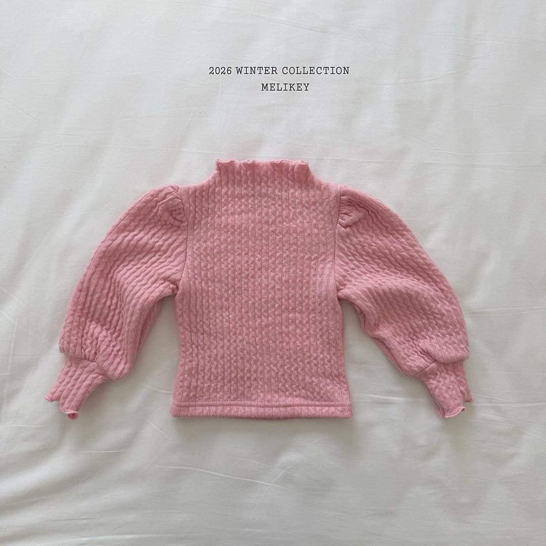 [Melikey] Knit rib puff tee