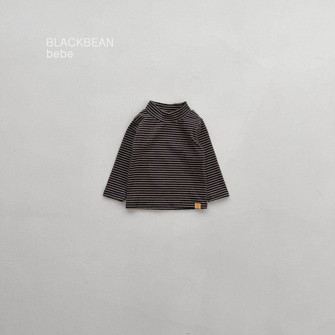[BLACK BEAN] Stripe halfneck bebe tee