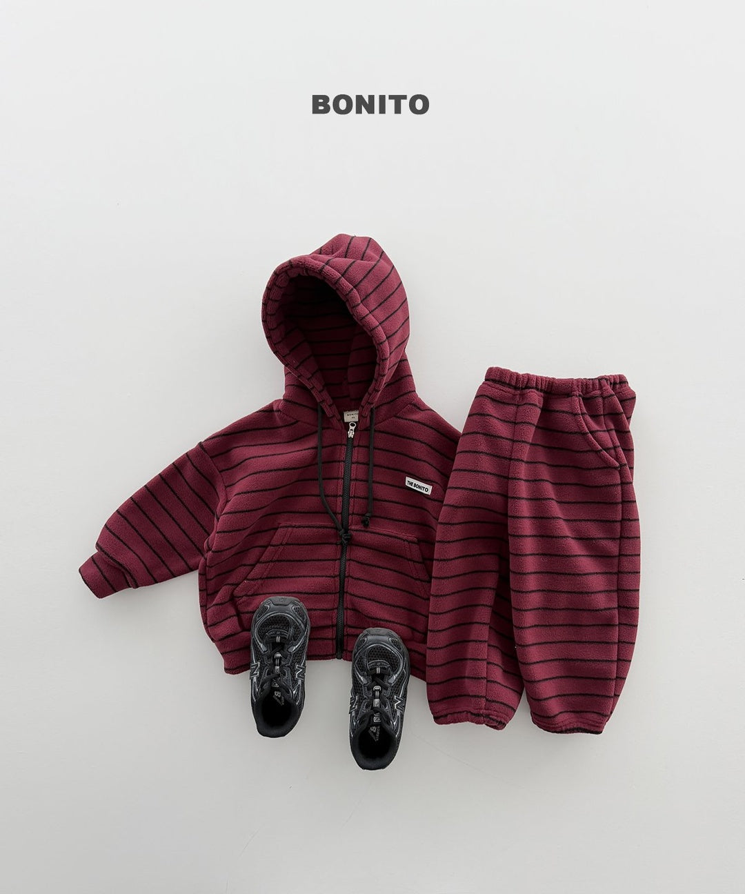 [BONITO] Our stripe hood zip-up set