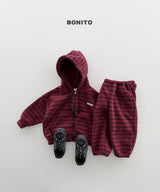 [BONITO] Our stripe hood zip-up set