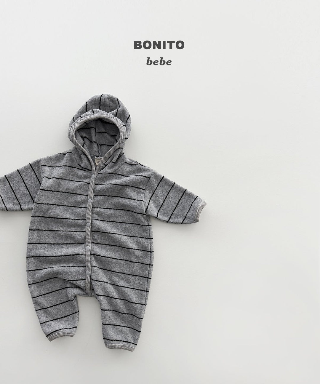 [BONITO] Stripe terry hood rompers