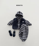 [BONITO] Stripe fleece hood