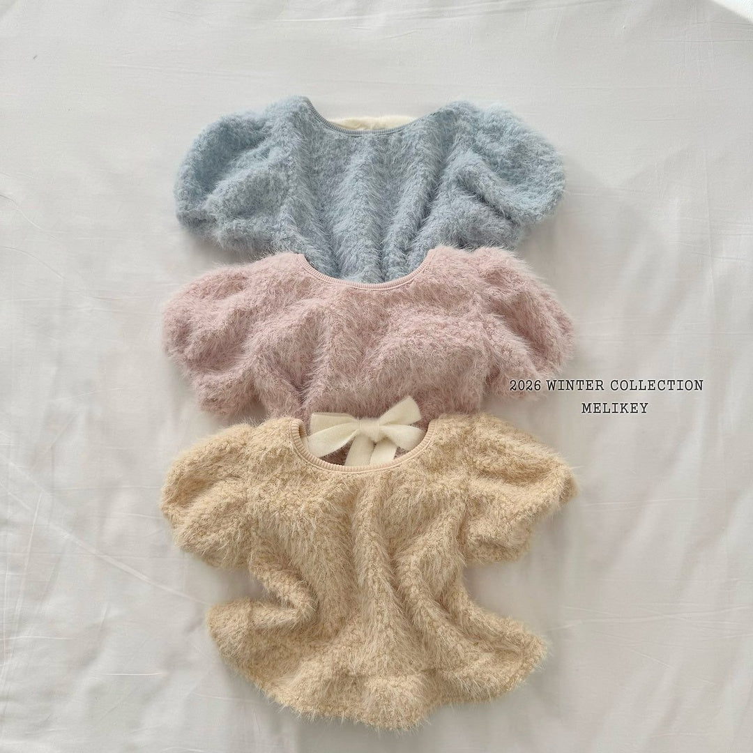 [Melikey] Fur frill puff tops