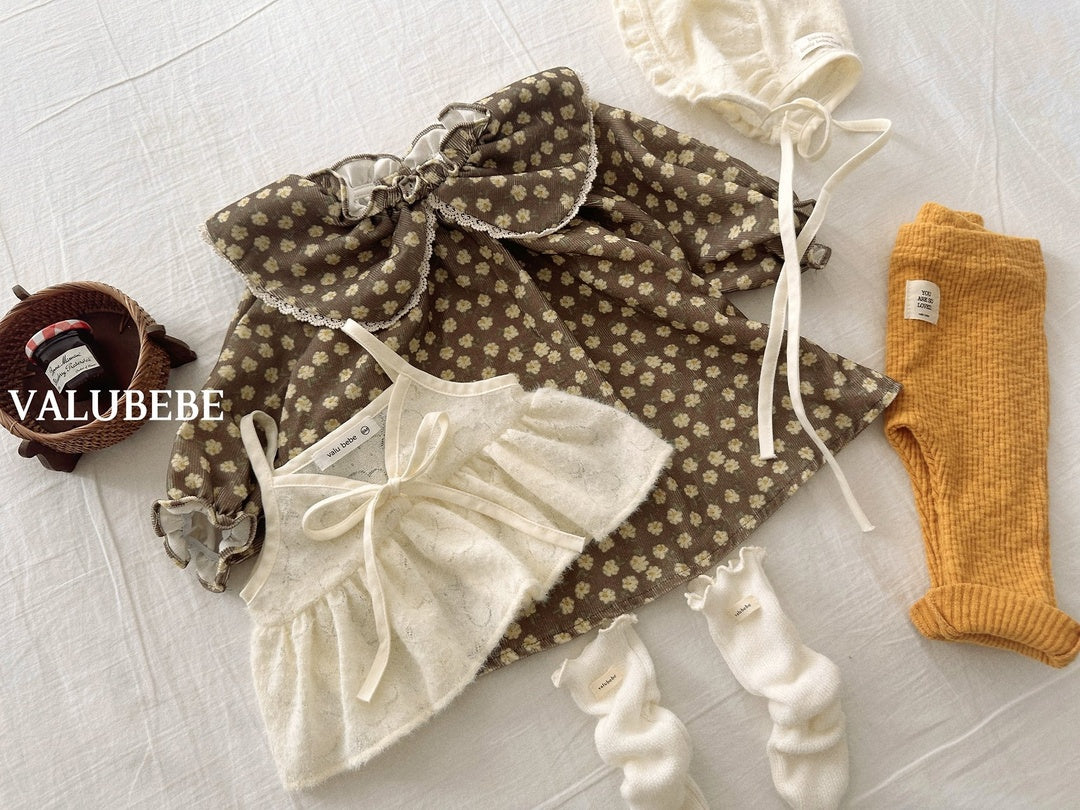 [valubebe] Flower collar corduroy one-piece
