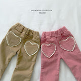 [Melikey] Corduroy heart flare pants
