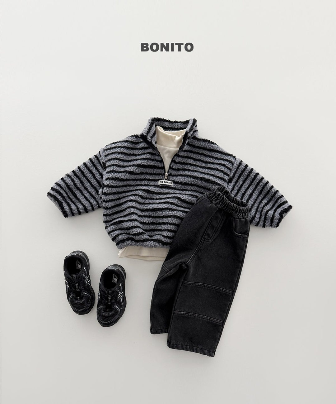 [BONITO] Boa stripe half zip
