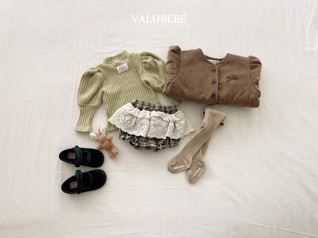 [valubebe] Ribbon puff wool jacket