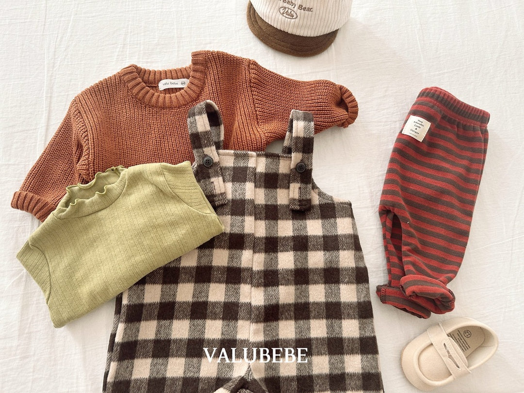 [valubebe] Almond check overalls