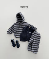 [BONITO] Stripe fleece hood