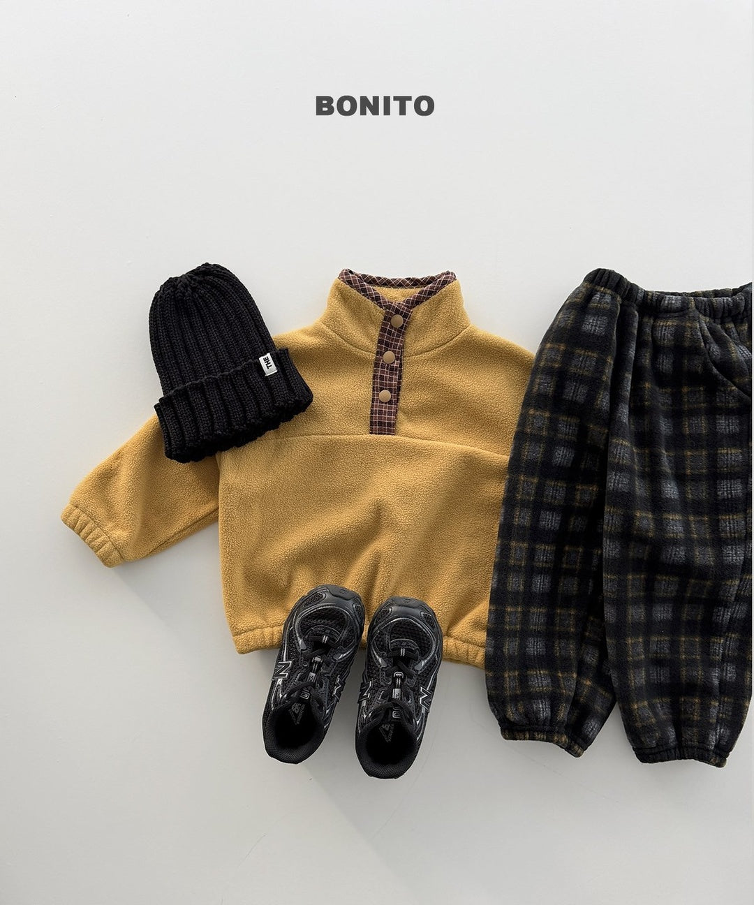[BONITO] Check placket fleece