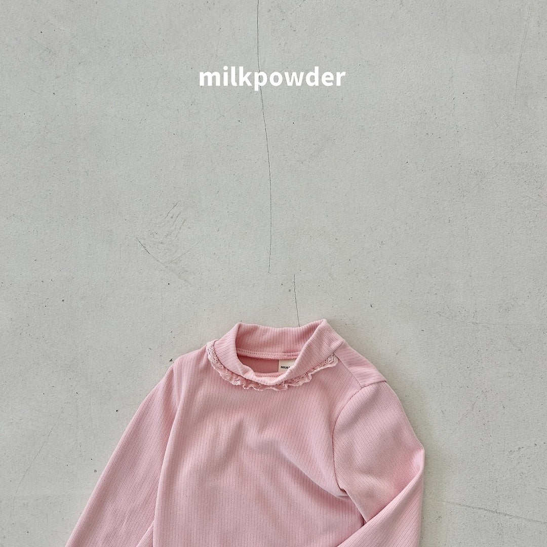 [milk powder] Marie lace halfneck tee