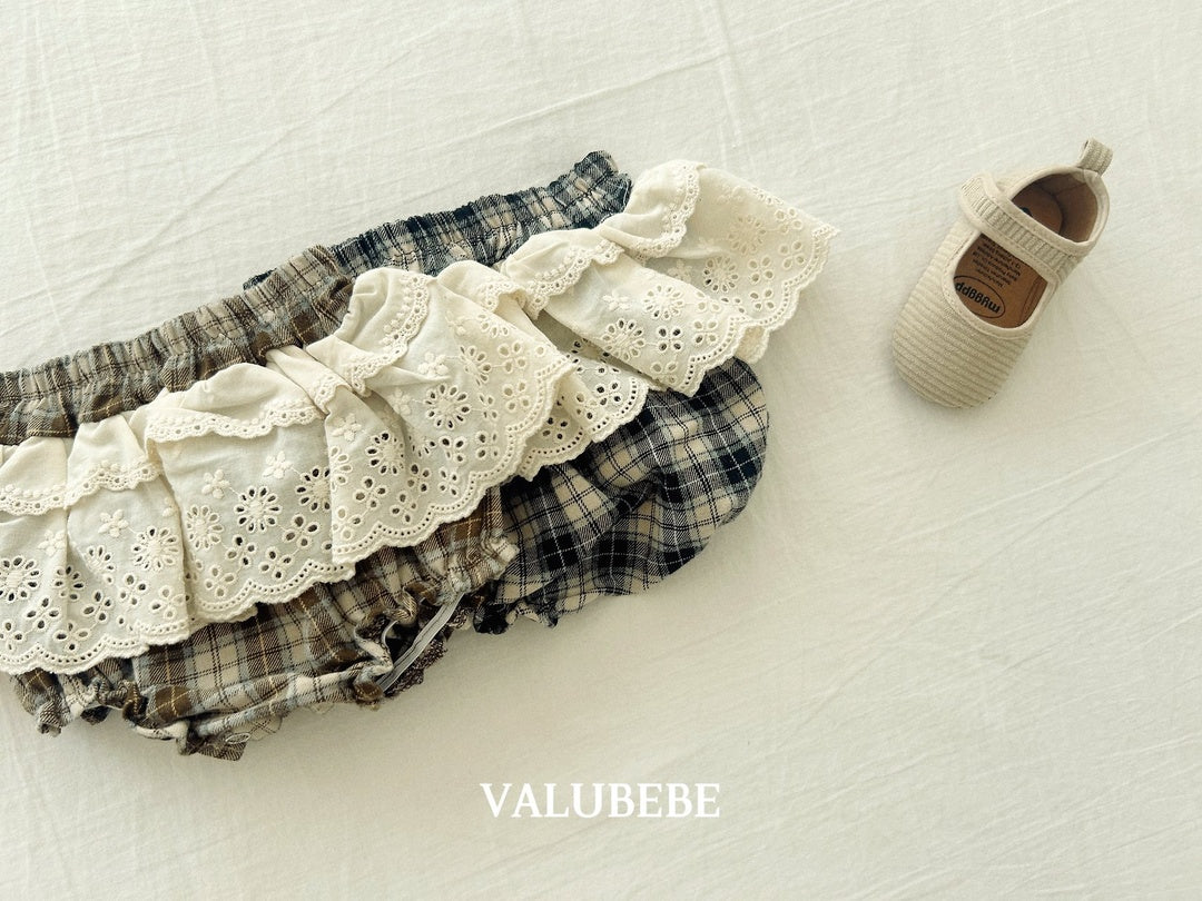 [valubebe] Checked lace bloomer