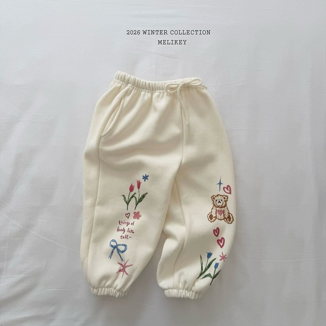 [Melikey] Bear illustration jogger pants