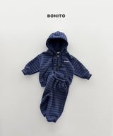 [BONITO] Our stripe hood zip-up set