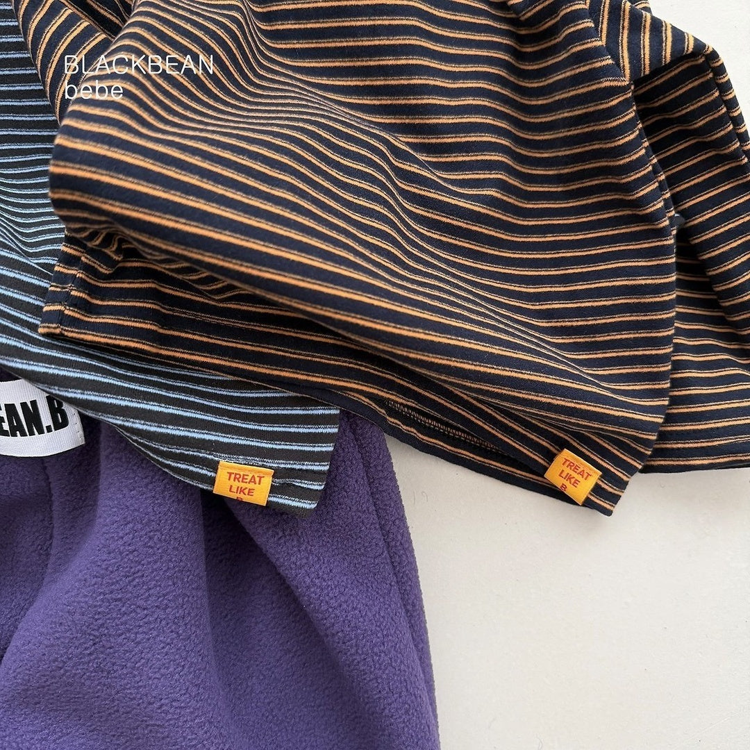 [BLACK BEAN] Stripe halfneck bebe tee