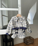 [Melikey] Wool check sailor jacket